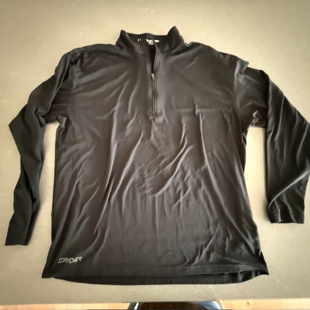 Spyder Men's Active Shirt 1/4 Zip Long Sleeve Performance Pullover Black XL